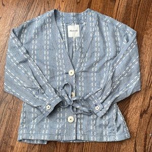 Jacquard button up wrap jacket